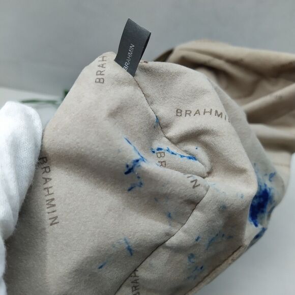 Brahmin Blake Ivory Leather Crocodile Embossed Double Handle Tote Shoulder Bag - Picture 13 of 16